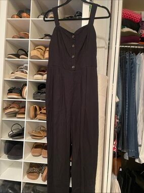 Old Navy Black Wide-Leg Button-Front Jumpsuit
